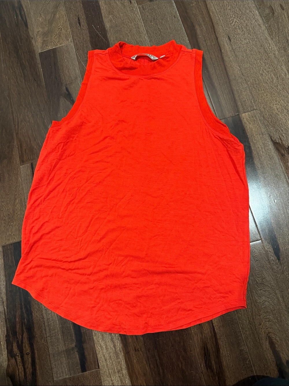 Mock Neck Athleta Tank Top - Bright Red Orange